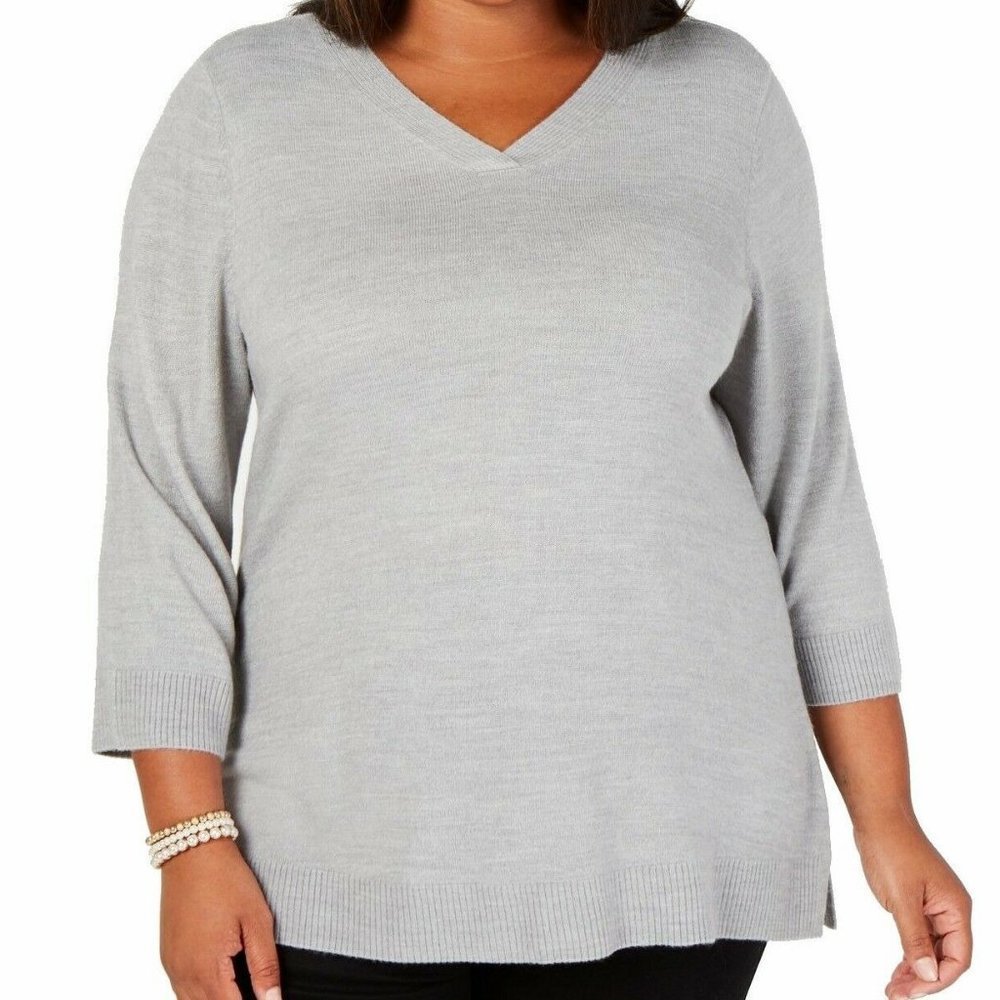 Karen Scott Plus Size Luxsoft V-Neck  Sweater